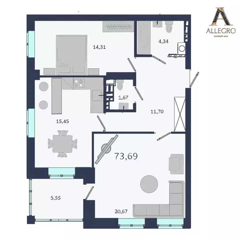 Продаётся 2-к квартира, 74 м - Фото 1
