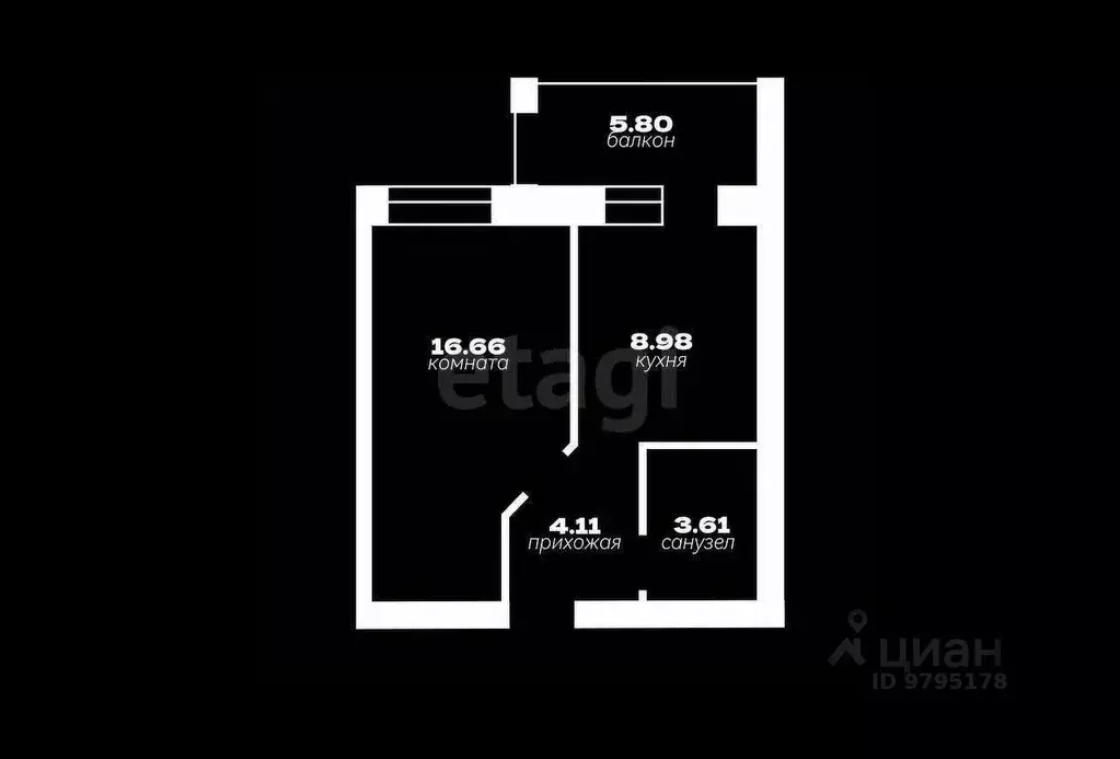 1-к кв. Татарстан, Казань ул. Азата Аббасова, 8 (33.7 м) - Фото 1
