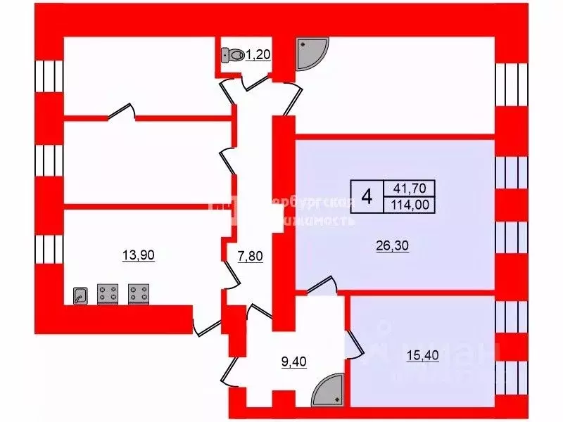 Комната Санкт-Петербург 3-я Советская ул., 18/6 (41.7 м) - Фото 1