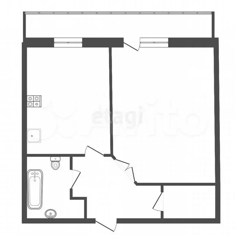1-к. квартира, 37,5 м, 1/3 эт. - Фото 0