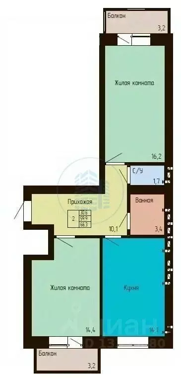 2-к кв. Ставропольский край, Ессентуки Никольская ул., 27к6А (66.3 м) - Фото 2