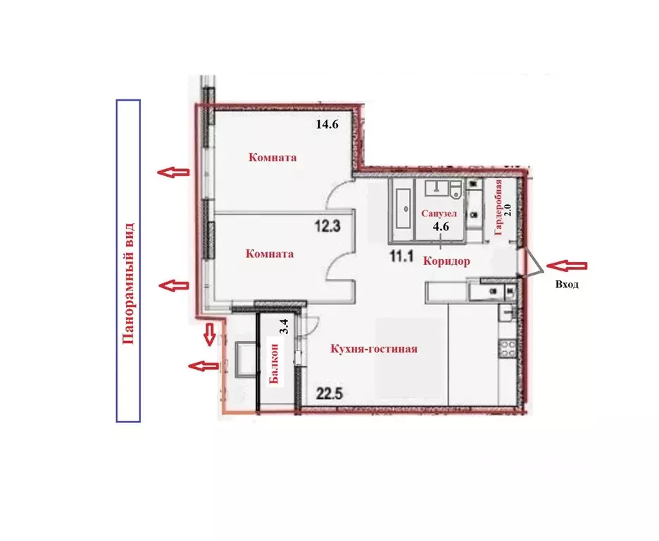 2-к кв. Москва Муравская ул., 42к3 (67.1 м) - Фото 2