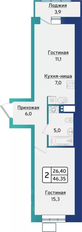 2-к кв. Удмуртия, Ижевск ул. Архитектора П.П. Берша, 42 (46.0 м) - Фото 0