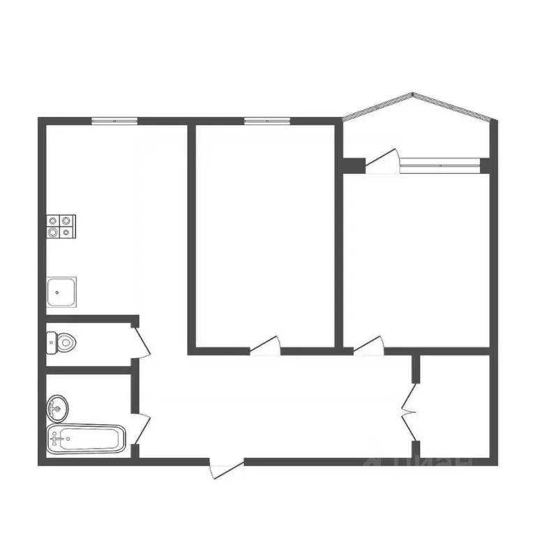 2-к кв. Тульская область, Тула ул. Вильямса, 26 (53.0 м) - Фото 0