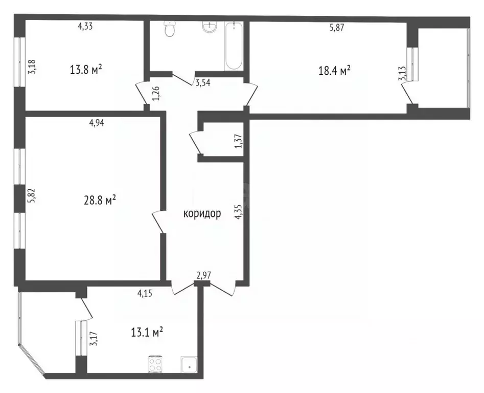 3-к кв. Тюменская область, Тюмень Депутатская ул., 80 (102.4 м) - Фото 1