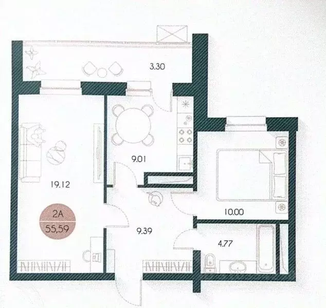 2-к кв. Татарстан, Казань ул. Родины, 20 (56.0 м) - Фото 1