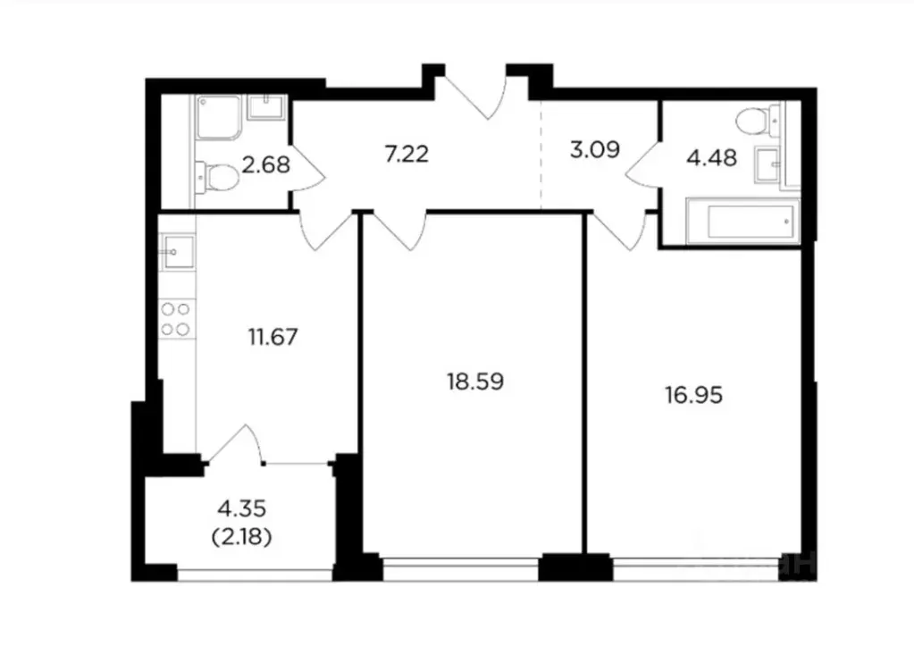 2-к кв. Москва ул. Виктора Маслова, 2 (66.86 м) - Фото 0