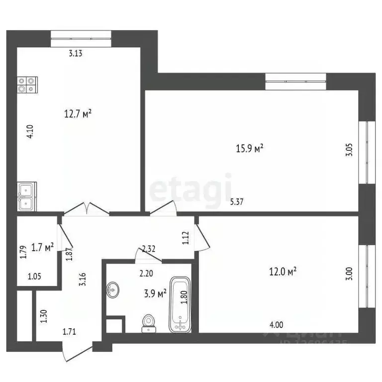 2-к кв. Москва ул. Архитектора Щусева, 4к2 (55.0 м) - Фото 2