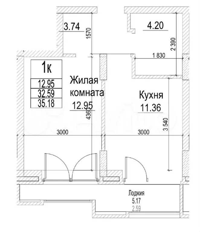 1-к. квартира, 35,2 м, 3/21 эт. - Фото 0