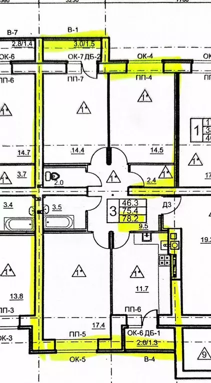 3-к. квартира, 75,5 м, 3/9 эт. - Фото 0
