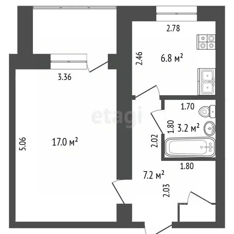 1-к кв. Самарская область, Самара Нагорная ул., 141 (34.2 м) - Фото 2