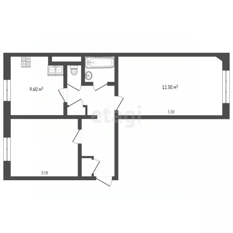 2-к кв. Ямало-Ненецкий АО, Муравленко Российская ул., 50 (51.1 м) - Фото 2