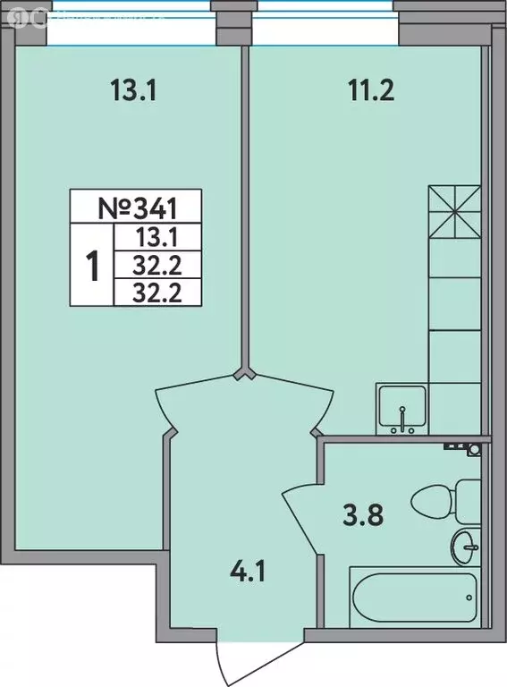1-комнатная квартира: Новое Девяткино, Главная улица, 2 (32.2 м) - Фото 1
