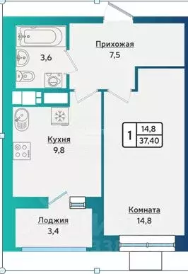 1-к кв. Удмуртия, Ижевск ул. Васнецова, 38 (37.4 м) - Фото 1