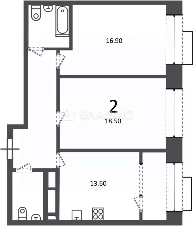 2-к кв. Москва Клинская ул., 2А (66.6 м) - Фото 1