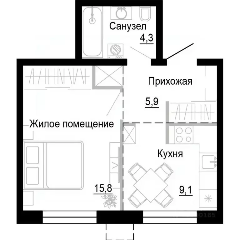 1-к кв. Приморский край, Владивосток ул. Бринера (35.0 м) - Фото 1