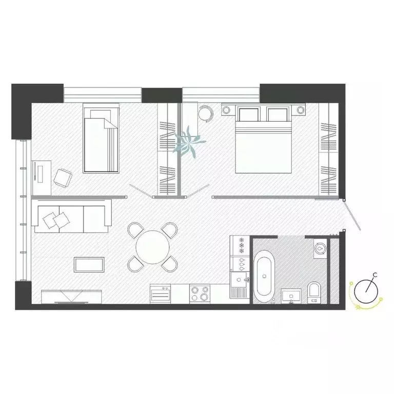 2-к кв. Приморский край, Владивосток ул. Нейбута (54.68 м) - Фото 1