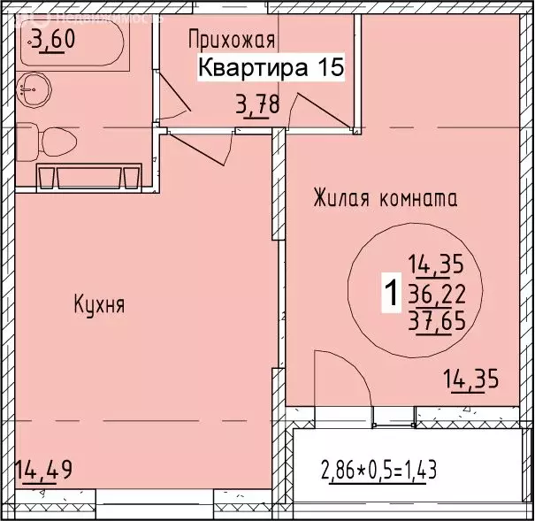 1-комнатная квартира: Краснодар, улица имени Владимира Жириновского, 7 ... - Фото 0