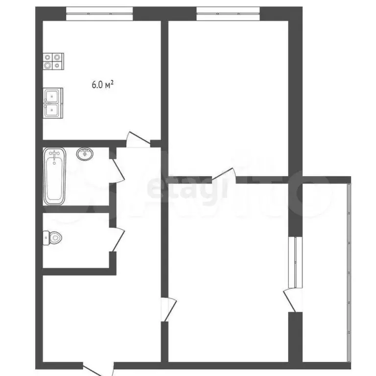 2-к. квартира, 44,7 м, 5/9 эт. - Фото 1