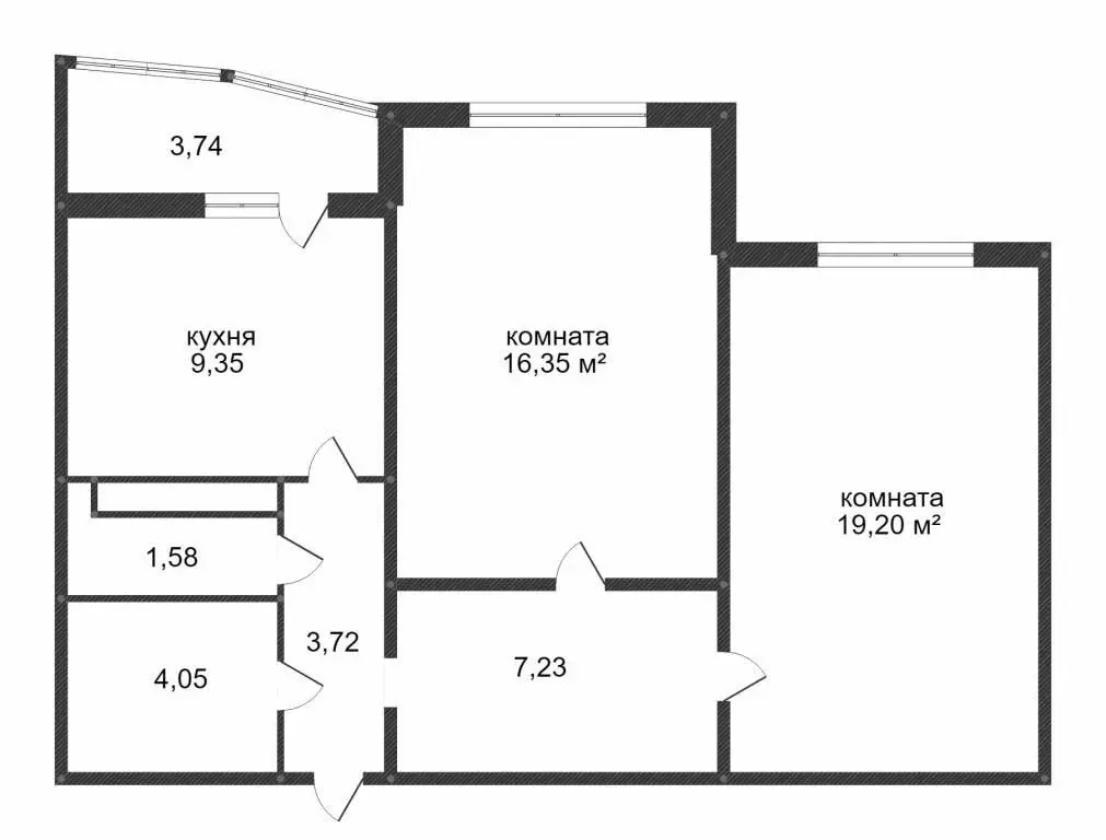 2-комнатная квартира: Тюмень, улица Николая Семёнова, 27к3 (62.4 м) - Фото 1