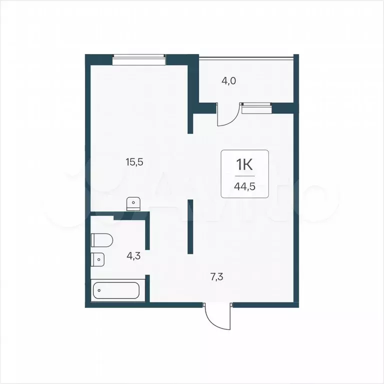 1-к. квартира, 44,5 м, 13/17 эт. - Фото 0