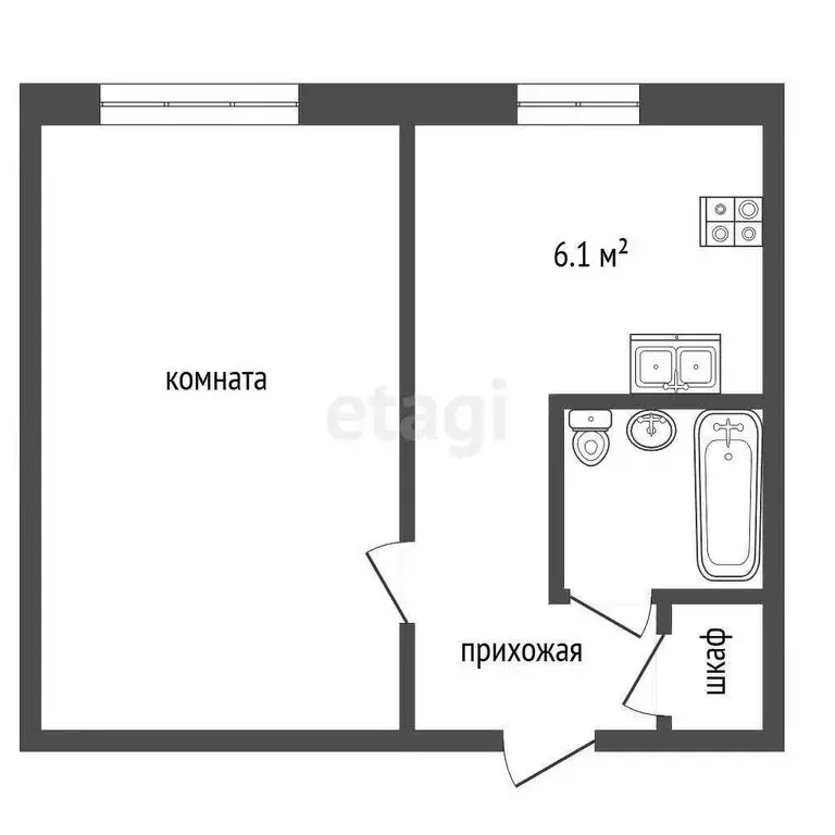 1-комнатная квартира: Череповец, Вологодская улица, 36 (28.9 м) - Фото 1