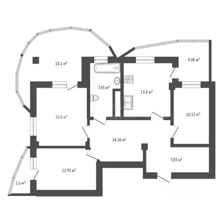 3-к кв. Тюменская область, Тюмень ул. Федюнинского, 64 (109.0 м) - Фото 2
