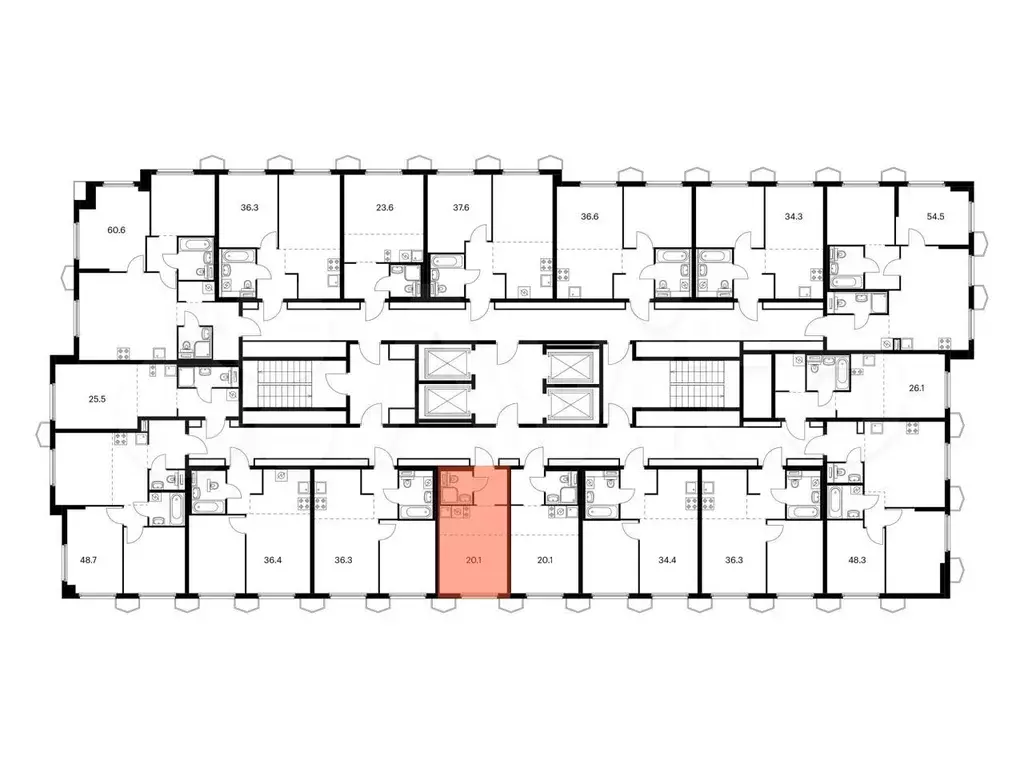 Квартира-студия, 20,1 м, 22/24 эт. - Фото 1