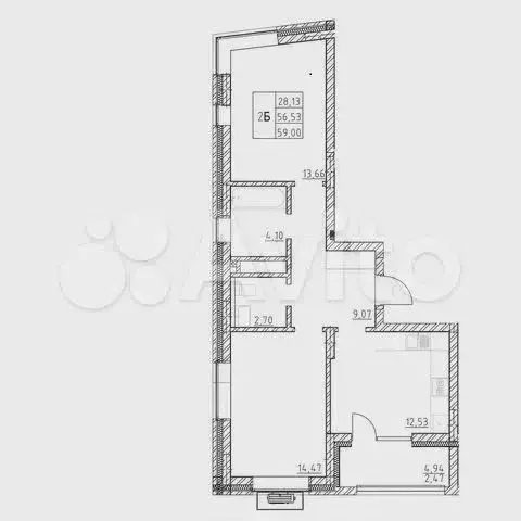 2-к. квартира, 59м, 8/9эт. - Фото 1