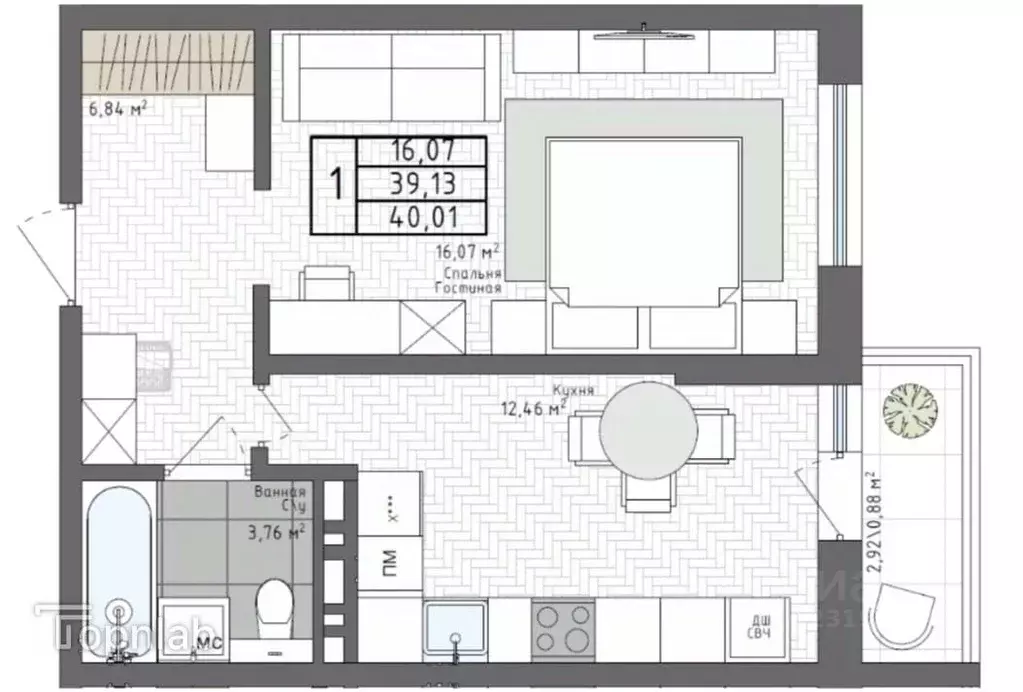 1-к кв. Адыгея, Тахтамукайский район, Яблоновский пгт Шоссейная ул., ... - Фото 1