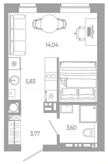 Квартира-студия, 27,2 м, 3/18 эт. - Фото 0