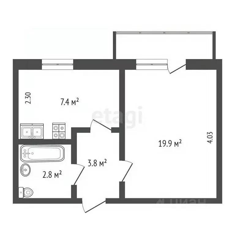 1-к кв. Крым, Щелкино Ленинский район, 1-й мкр, 8 (30.1 м) - Фото 1