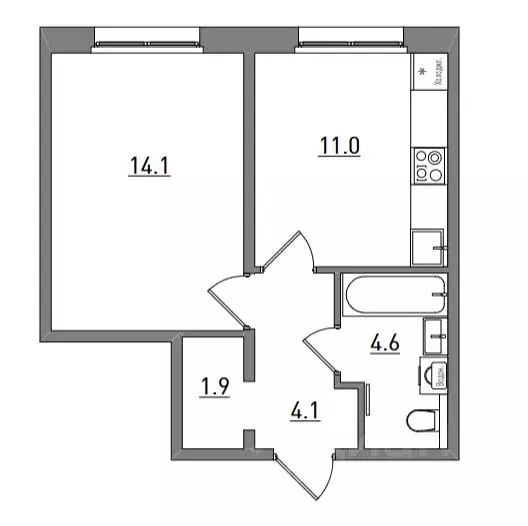 1-к кв. Кировская область, Киров ул. Чистопрудненская, 13А (35.7 м) - Фото 1