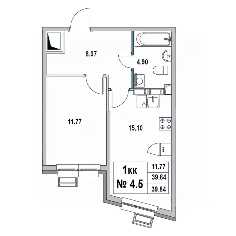 1-к кв. Ленинградская область, Выборг ул. 2-я Южная, 4 (39.84 м) - Фото 0