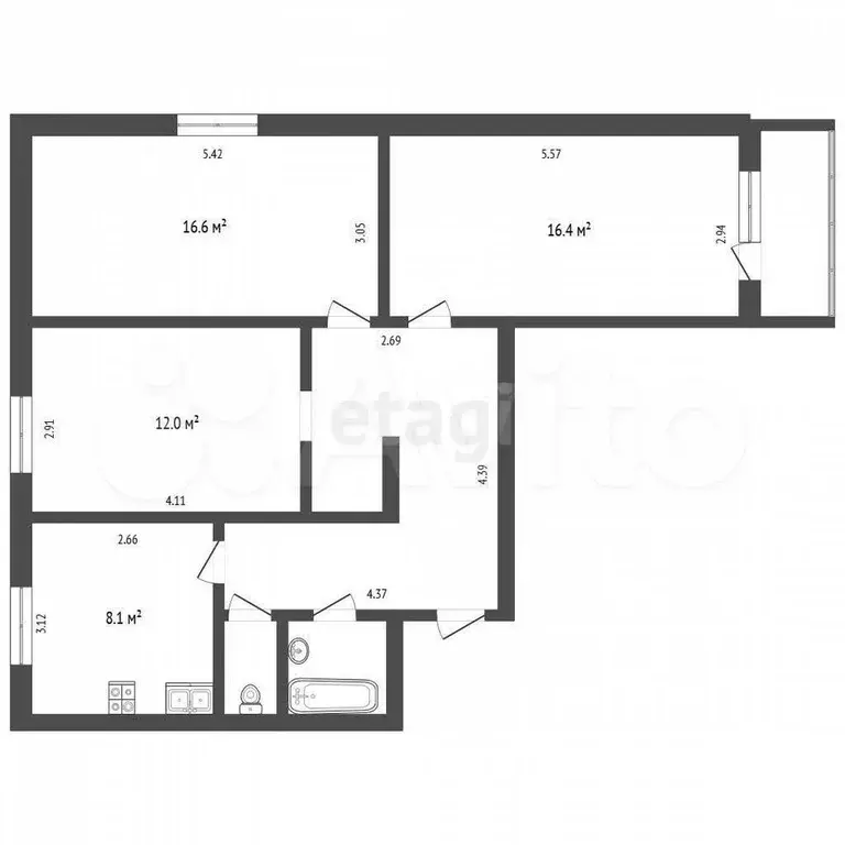 3-к. квартира, 71 м, 5/5 эт. - Фото 0
