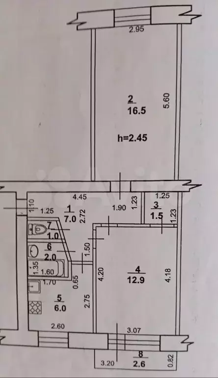 2-к. квартира, 47,7 м, 5/5 эт. - Фото 0