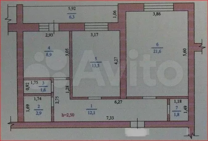 2-к. квартира, 62,4 м, 2/9 эт. - Фото 0