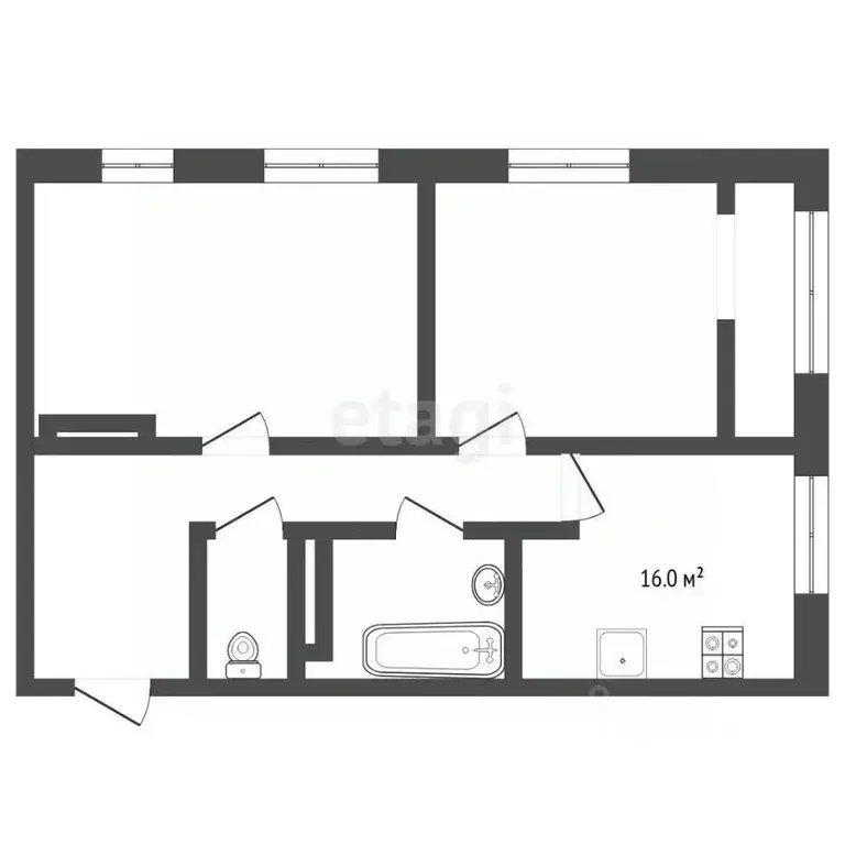 2-к кв. Тюменская область, Тюмень ул. Газовиков, 34 (58.0 м) - Фото 1