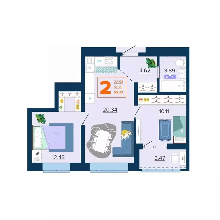 2-к кв. Брянская область, Брянск Московский мкр, Микрорайон Акватория ... - Фото 1