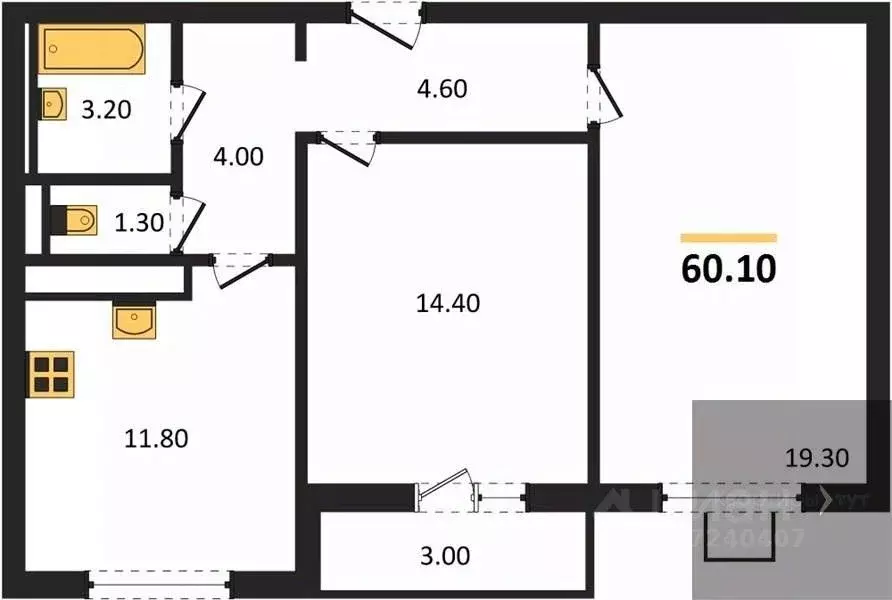 2-к кв. Воронежская область, Воронеж ул. Загоровского, 5/4 (60.1 м) - Фото 0