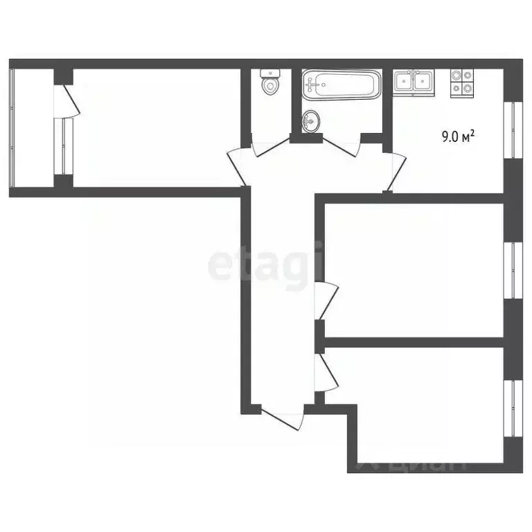 3-к кв. Ростовская область, Аксай Садовая ул., 2 (57.4 м) - Фото 2
