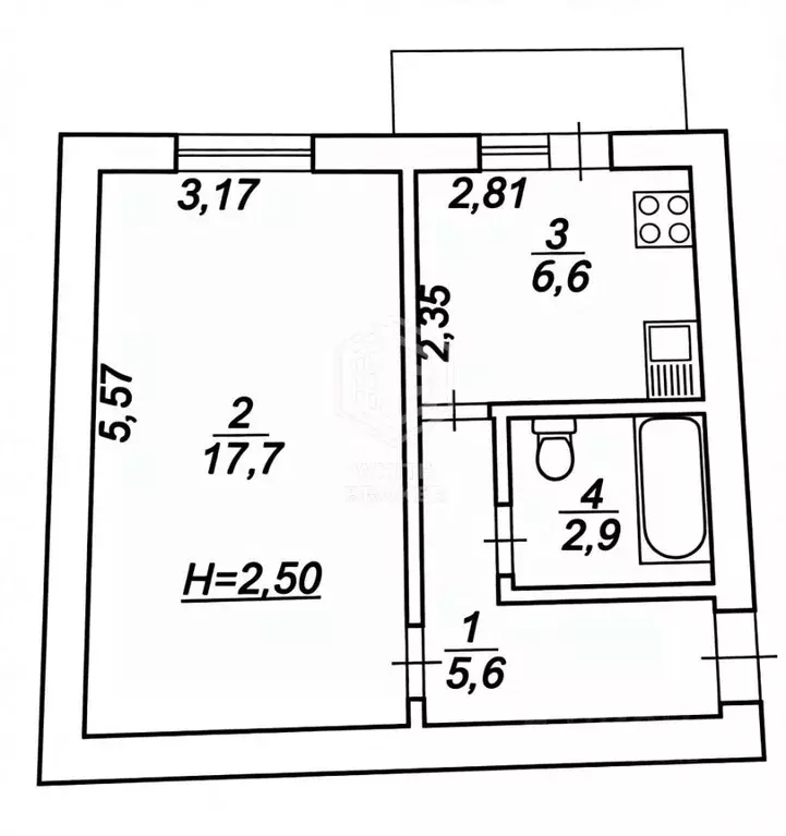 1-к кв. Севастополь ул. Загордянского, 24 (32.8 м) - Фото 2