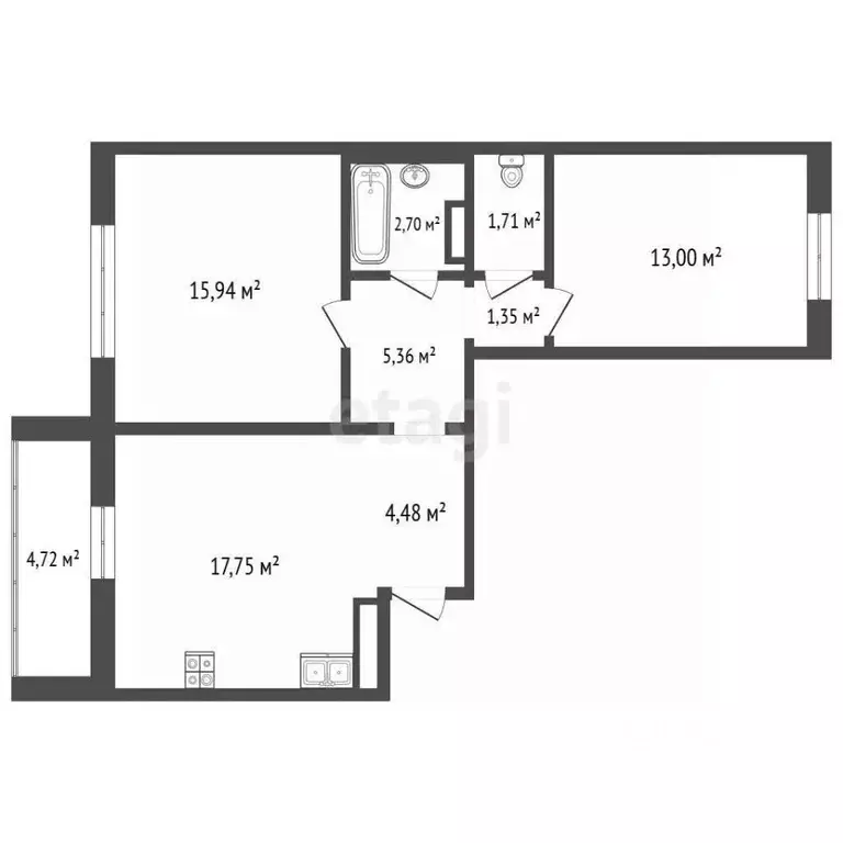2-к кв. Челябинская область, Чебаркуль 9 Мая ул., 31 (60.3 м) - Фото 2
