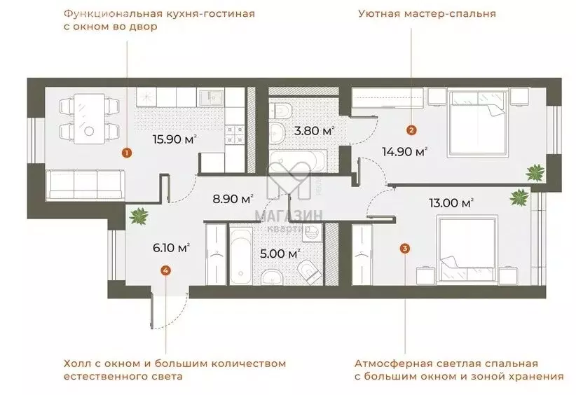 2-комнатная квартира: Санкт-Петербург, Зеленогорская улица, 3 (70 м) - Фото 0