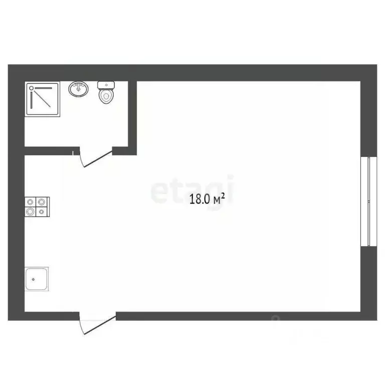 Студия Тюменская область, Тюмень ул. Республики, 214 (18.5 м) - Фото 1