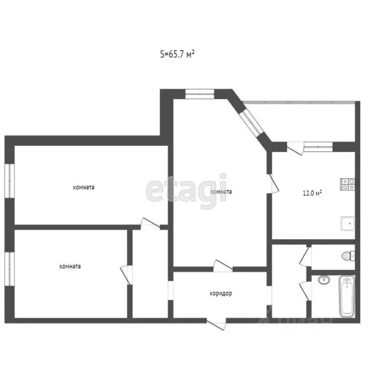 3-к кв. Ханты-Мансийский АО, Сургут Югорская ул., 5 (69.0 м) - Фото 1