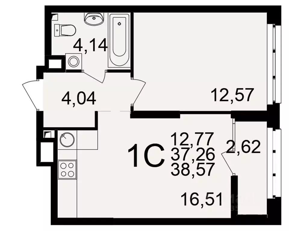 1-к кв. Рязанская область, Рязань Аура жилой комплекс (37.26 м) - Фото 1