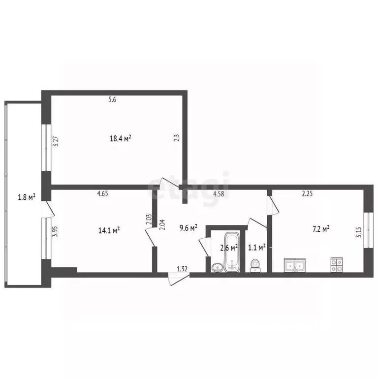 2-к кв. Крым, Феодосия ул. Крымская, 84 (53.8 м) - Фото 2