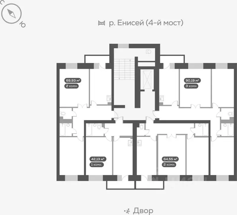 2-к кв. Красноярский край, Красноярск Академгородок мкр, 7 (64.55 м) - Фото 1