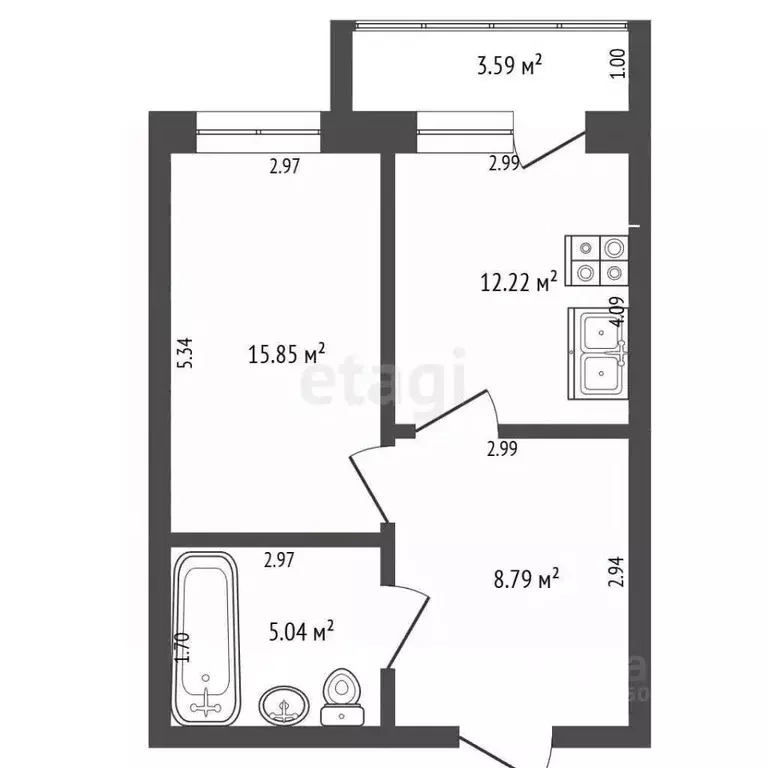 1-к кв. Самарская область, Самара ул. Советской Армии, 120 (42.0 м) - Фото 2